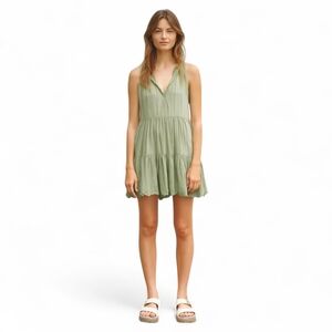 Aritzia Wilfred Daiquiri Sage Ruffle Babydoll‎ Mini Dress S Y2K Vibes
